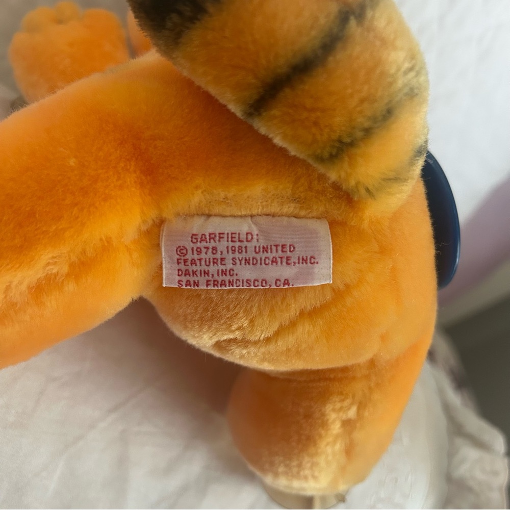 Vintage 80s Garfield Window Cling Make My Day Plush Suction Cup Car Display RARE - Picture 8 of 11